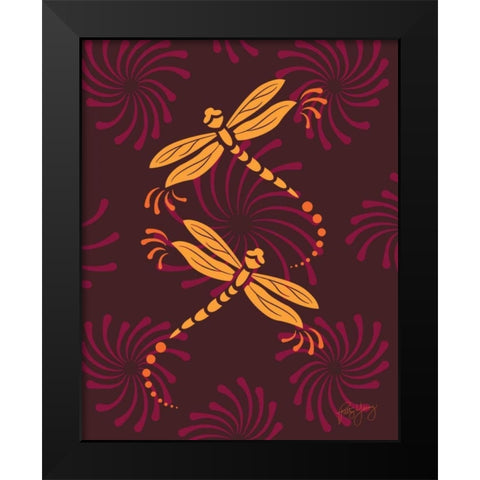 Modern Dragonflies Black Modern Wood Framed Art Print by Young, Patty