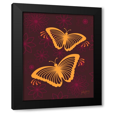 Modern Butterflies Black Modern Wood Framed Art Print by Young, Patty