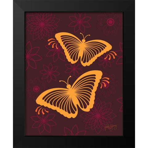 Modern Butterflies Black Modern Wood Framed Art Print by Young, Patty