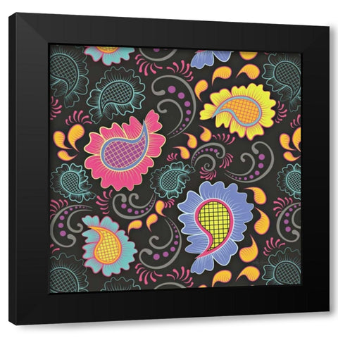 Playful Paisley I Black Modern Wood Framed Art Print by Young, Patty