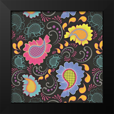 Playful Paisley I Black Modern Wood Framed Art Print by Young, Patty