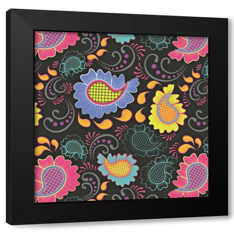 Playful Paisley II Black Modern Wood Framed Art Print with Double Matting by Young, Patty