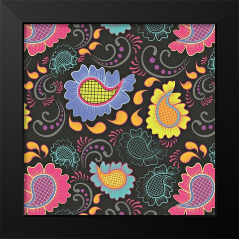 Playful Paisley II Black Modern Wood Framed Art Print by Young, Patty