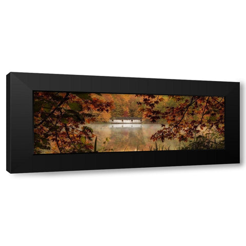 Autumn Bridge Panorama Black Modern Wood Framed Art Print with Double Matting by Head, Danny