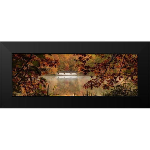 Autumn Bridge Panorama Black Modern Wood Framed Art Print by Head, Danny