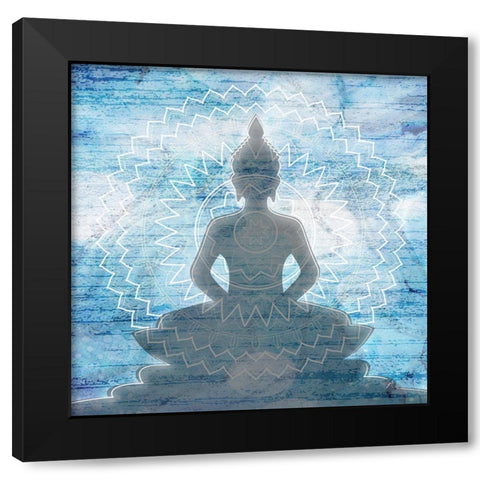 Blue Budha Black Modern Wood Framed Art Print by Aesthete