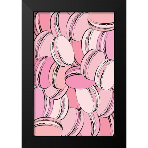 Macarons Black Modern Wood Framed Art Print by Aesthete