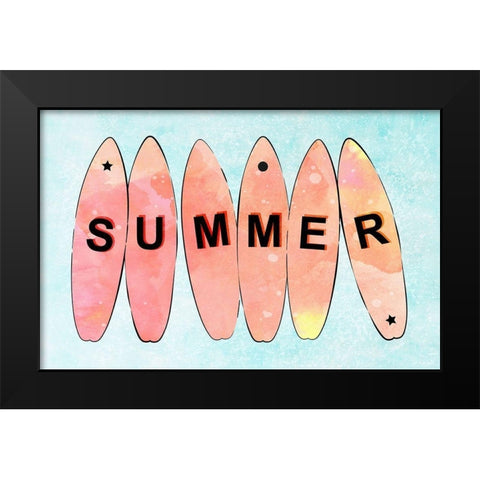 Summer Surf Black Modern Wood Framed Art Print by Aesthete