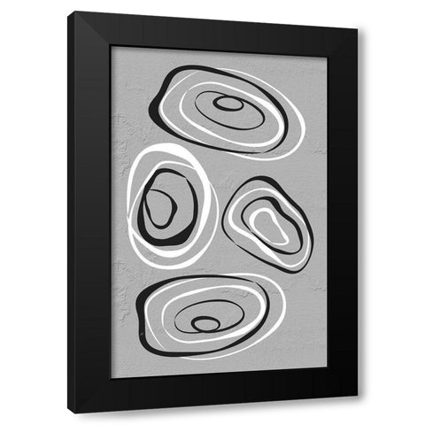 Water Circles Grey Black Modern Wood Framed Art Print by Aesthete