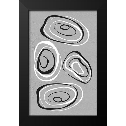 Water Circles Grey Black Modern Wood Framed Art Print by Aesthete
