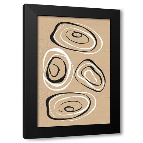 Water Circles Terra Black Modern Wood Framed Art Print by Aesthete