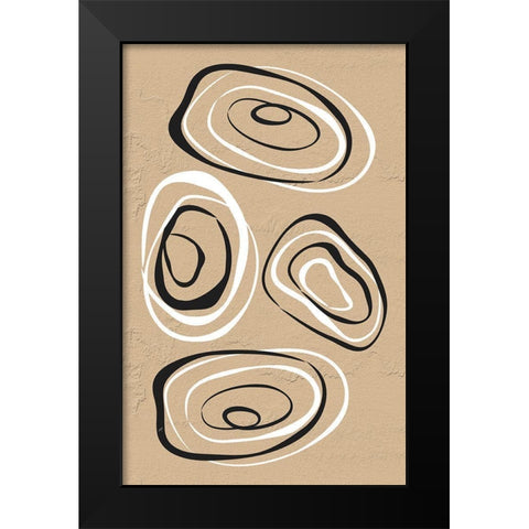 Water Circles Terra Black Modern Wood Framed Art Print by Aesthete