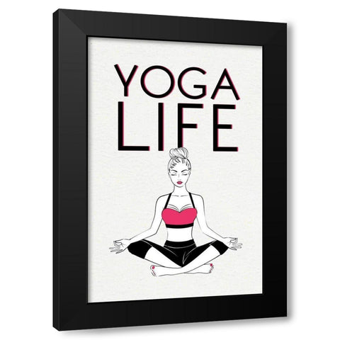 Yoga Life Black Modern Wood Framed Art Print by Aesthete