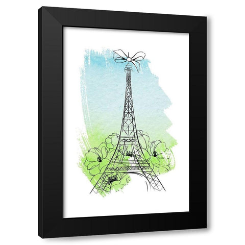 Eiffel Tower Black Modern Wood Framed Art Print with Double Matting by Aesthete