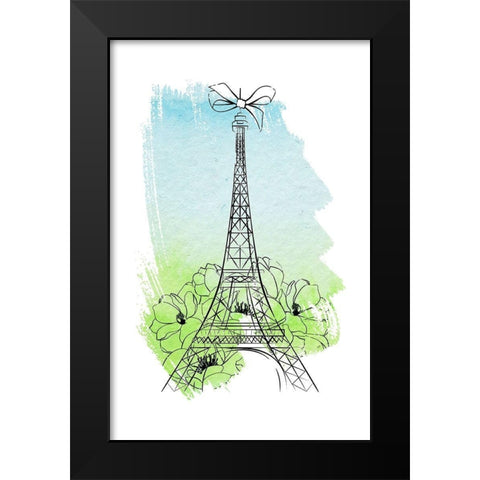 Eiffel Tower Black Modern Wood Framed Art Print by Aesthete
