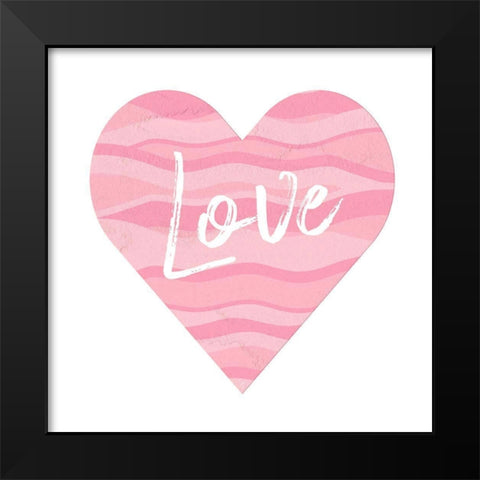 Wave Heart Love Black Modern Wood Framed Art Print by Aesthete