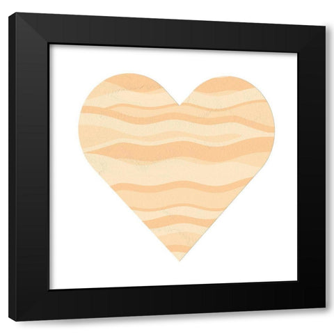 Wave Heart Black Modern Wood Framed Art Print by Aesthete