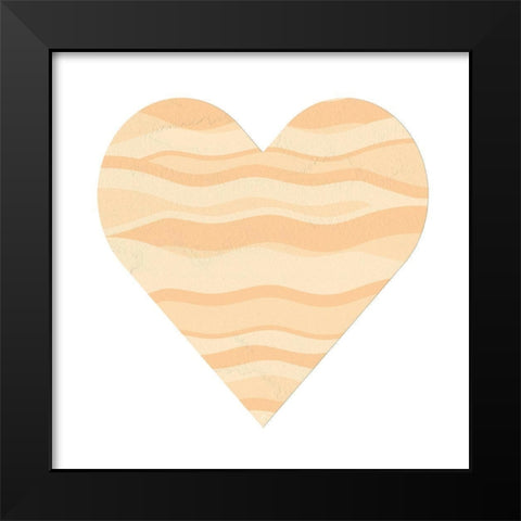Wave Heart Black Modern Wood Framed Art Print by Aesthete