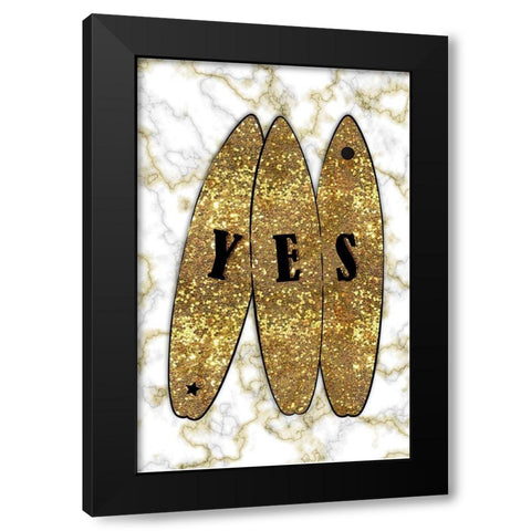 Yes Surf Gold Black Modern Wood Framed Art Print by Aesthete
