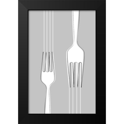 Forks Black Modern Wood Framed Art Print by Aesthete