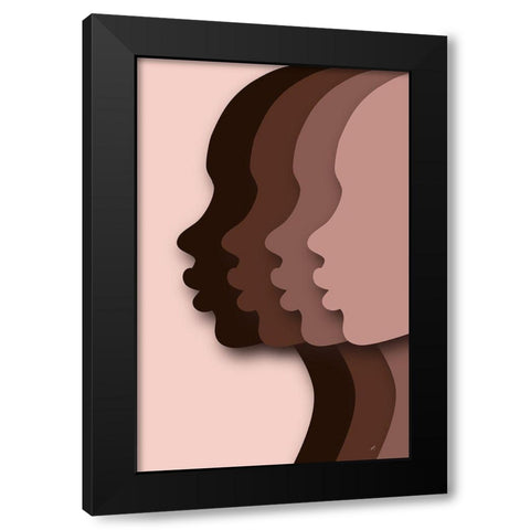 Heads Black Modern Wood Framed Art Print with Double Matting by Aesthete
