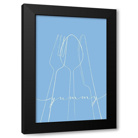 Yummy Blue Black Modern Wood Framed Art Print with Double Matting by Aesthete