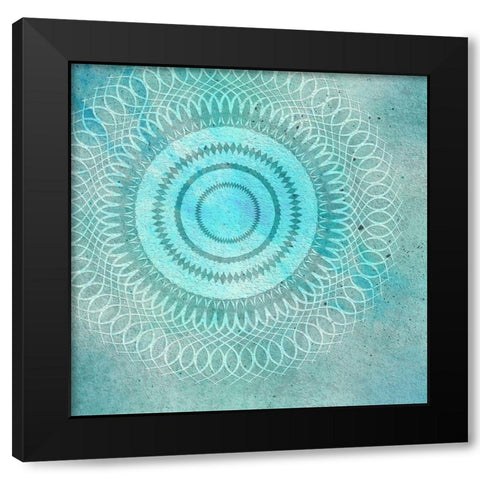 Mandala Green Black Modern Wood Framed Art Print by Aesthete