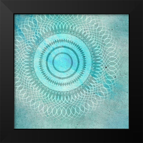 Mandala Green Black Modern Wood Framed Art Print by Aesthete