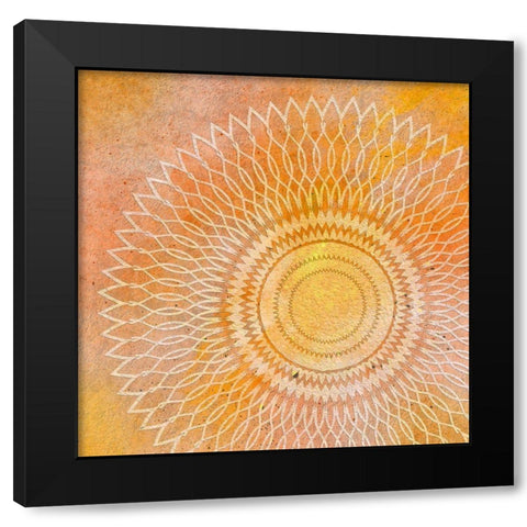 Mandala Orange Black Modern Wood Framed Art Print by Aesthete