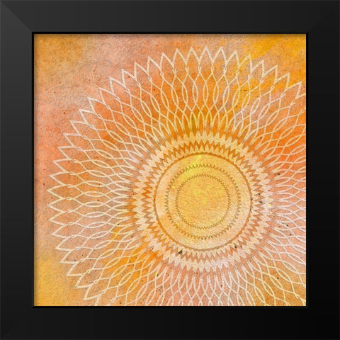 Mandala Orange Black Modern Wood Framed Art Print by Aesthete