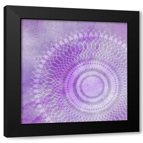 Mandala Purple Black Modern Wood Framed Art Print by Aesthete