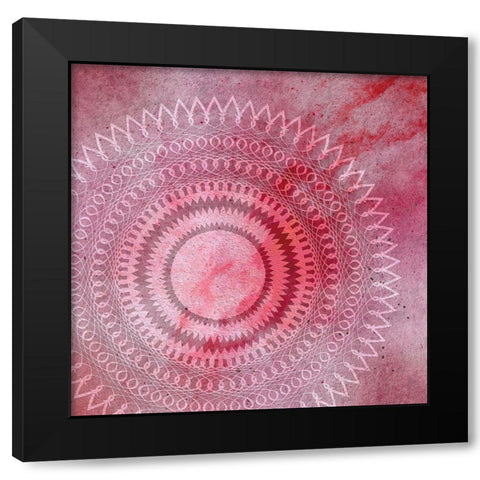 Mandala Pink Black Modern Wood Framed Art Print by Aesthete