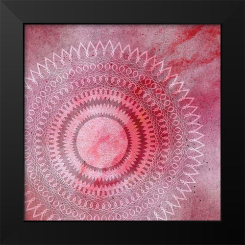 Mandala Pink Black Modern Wood Framed Art Print by Aesthete