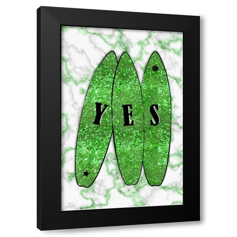 Yes Surt Green Black Modern Wood Framed Art Print by Aesthete