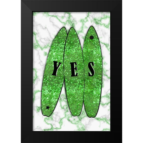Yes Surt Green Black Modern Wood Framed Art Print by Aesthete