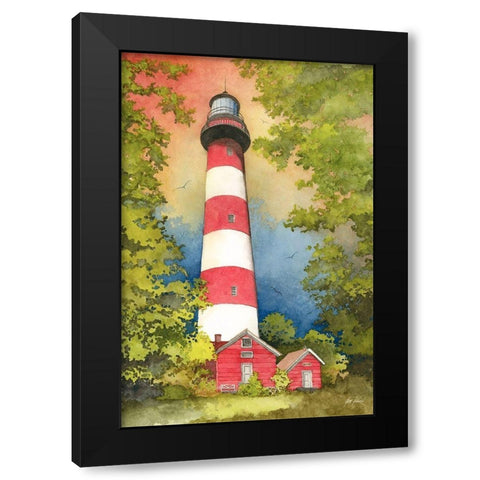 Assateague Lighthouse Black Modern Wood Framed Art Print with Double Matting by Rizzo, Gene