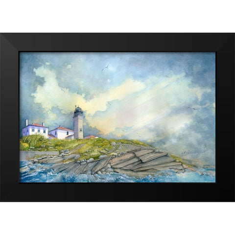 Beavertail Lighthouse - R.I. Black Modern Wood Framed Art Print by Rizzo, Gene