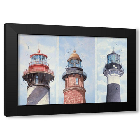 East Florida Lighthouses Black Modern Wood Framed Art Print with Double Matting by Rizzo, Gene