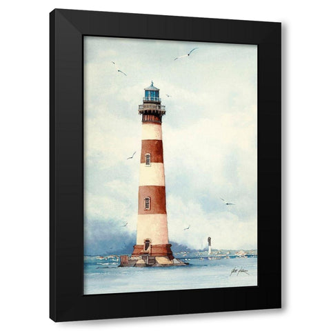 Old Charleston Lighthouse - S.C. Black Modern Wood Framed Art Print with Double Matting by Rizzo, Gene