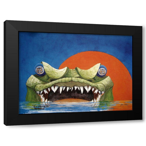 Here Kitty Kitty Black Modern Wood Framed Art Print by Rizzo, Gene