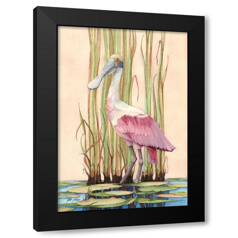 Roseate Spoonbill Black Modern Wood Framed Art Print with Double Matting by Rizzo, Gene