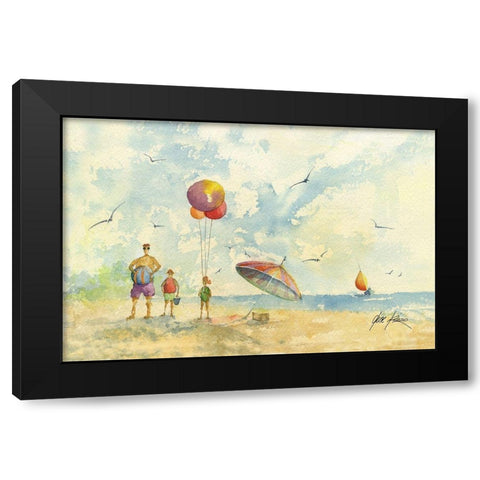 Beach Peope Black Modern Wood Framed Art Print with Double Matting by Rizzo, Gene