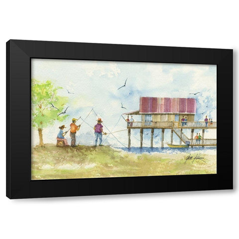 Fishing People Black Modern Wood Framed Art Print by Rizzo, Gene