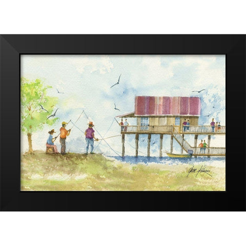 Fishing People Black Modern Wood Framed Art Print by Rizzo, Gene