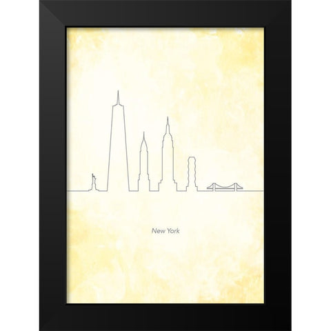 New York Skyline Black Modern Wood Framed Art Print by Hollie, Jasmine