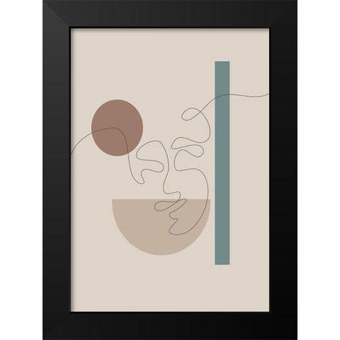 Shapes and Faces No.1 Black Modern Wood Framed Art Print by Ratcliffe, Tiffany