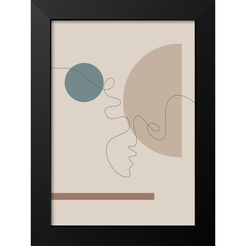Shapes and Faces No.2 Black Modern Wood Framed Art Print by Ratcliffe, Tiffany