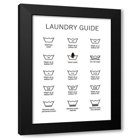 Laundry Guide Black Modern Wood Framed Art Print by Mi, Suki