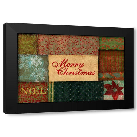 Christmas Patches Black Modern Wood Framed Art Print by Art Licensing Studio