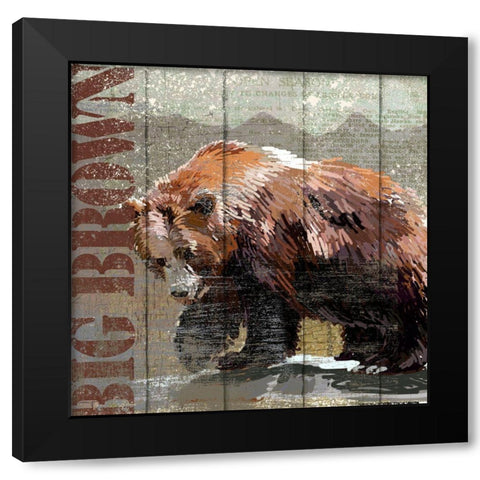 Open Season Bear Black Modern Wood Framed Art Print with Double Matting by Art Licensing Studio